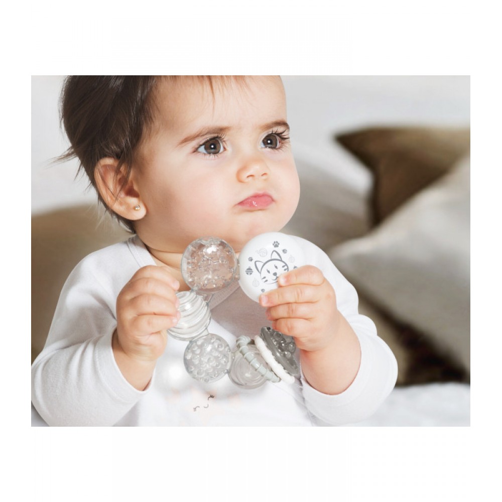 Μασητικό Νερού με Κρίκους Οδοντοφυΐας Γκρι Γατάκι, Kiokids Βρεφικά είδη