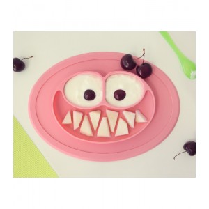 Αντιολισθητικό Πιάτο Σιλικόνης ροζ, Kiokids Φαγητό