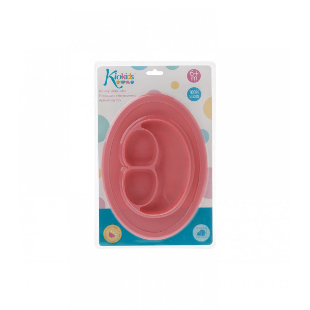 Αντιολισθητικό Πιάτο Σιλικόνης ροζ, Kiokids Φαγητό
