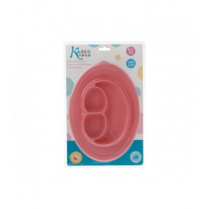 Αντιολισθητικό Πιάτο Σιλικόνης ροζ, Kiokids Φαγητό