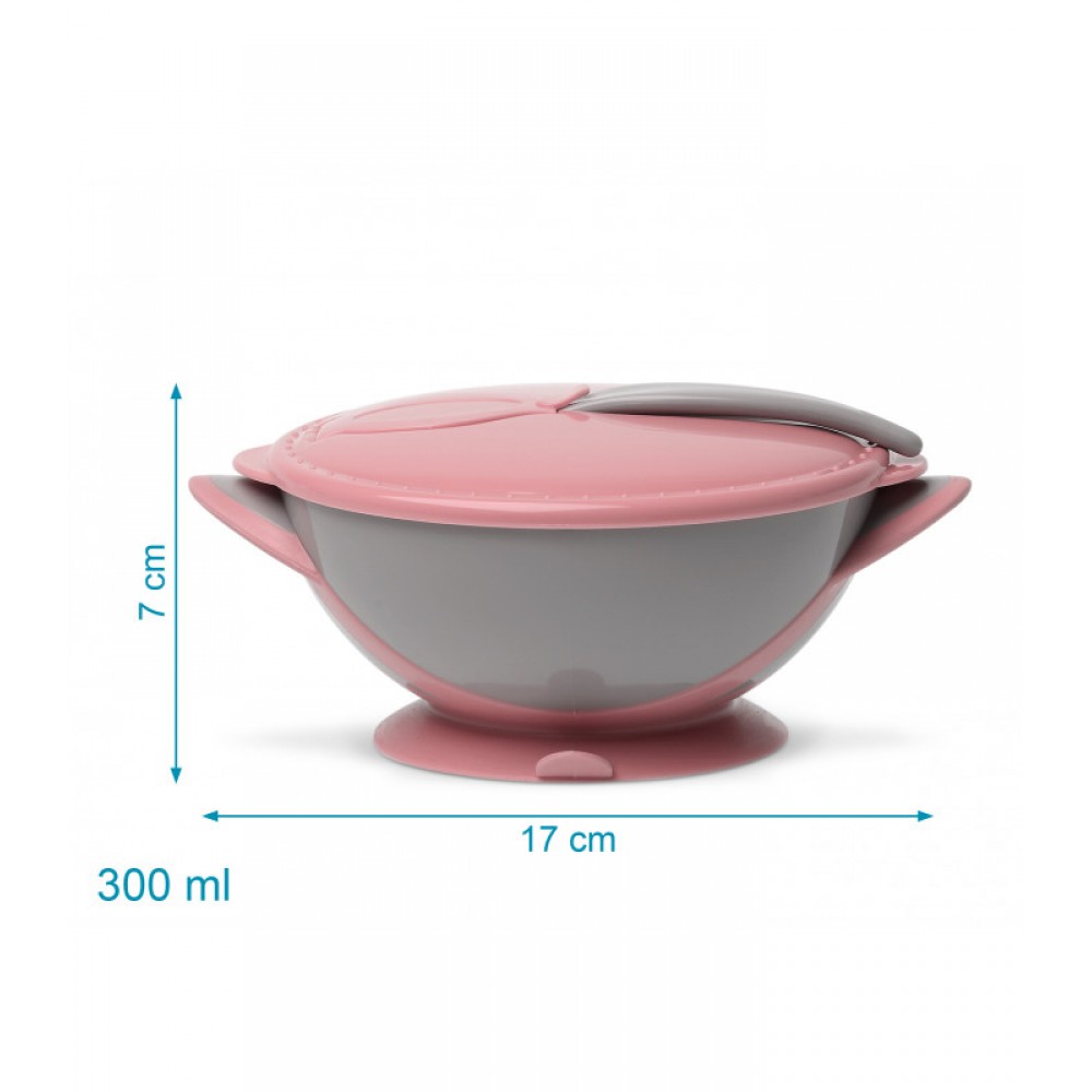 Μπολάκι με Βεντούζα και Κουταλάκι ροζ, Kiokids Φαγητό