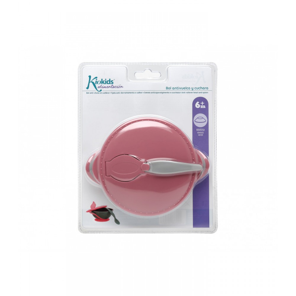 Μπολάκι με Βεντούζα και Κουταλάκι ροζ, Kiokids Φαγητό