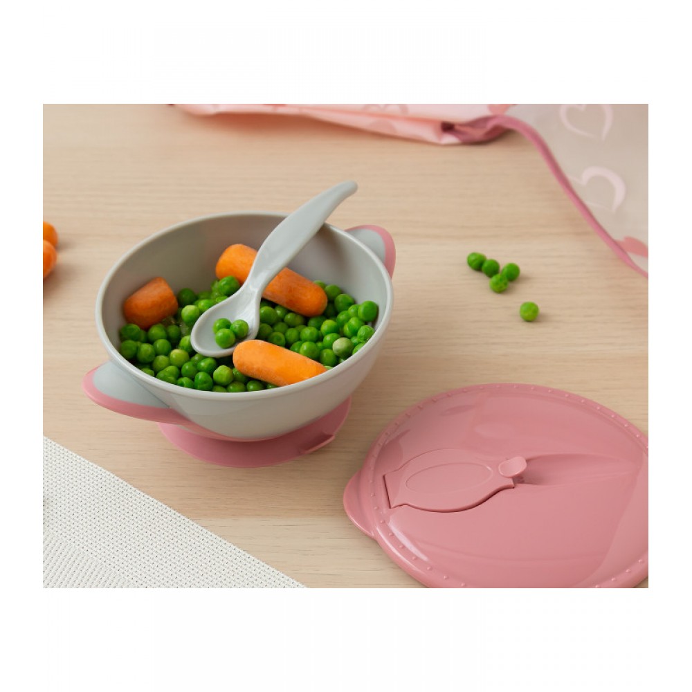 Μπολάκι με Βεντούζα και Κουταλάκι ροζ, Kiokids Φαγητό