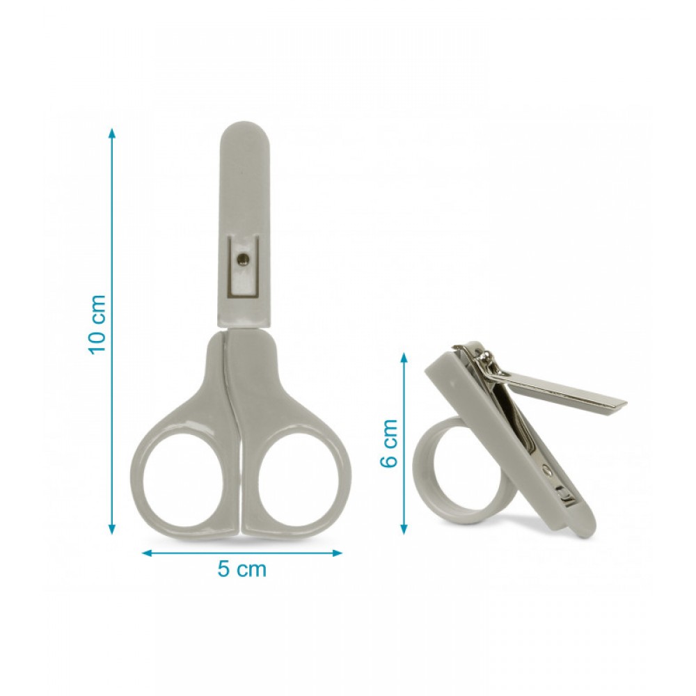 Σετ Ψαλιδάκι Ασφαλείας με Νυχοκόπτης Γκρι, Kiokids Αξεσουάρ