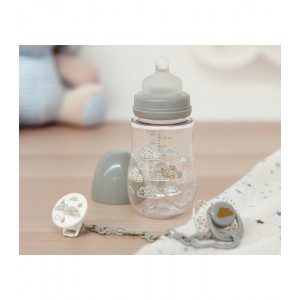 Σετ Μπιμπερό με πιπιλά και κλιπ γκρι, Kiokids Φαγητό