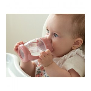 Ποτηράκι Εκπαιδευτικό με καρδούλες ροζ 270ml 1ο Βήμα, Kiokids Φαγητό