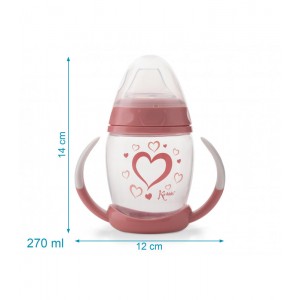Ποτηράκι Εκπαιδευτικό με καρδούλες ροζ 270ml 1ο Βήμα, Kiokids Φαγητό