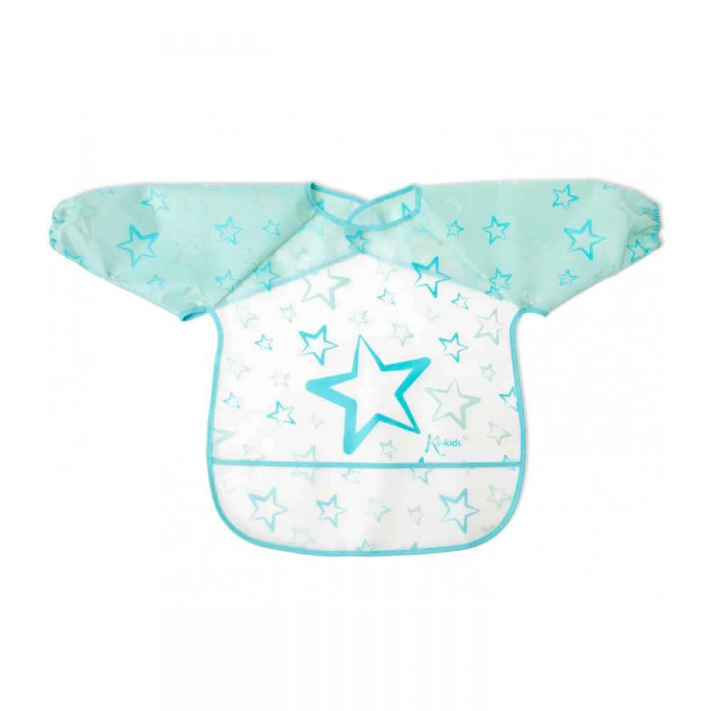 Σαλιάρα-Ποδιά Αδιάβροχη με Μανίκια Πετρόλ, Kiokids Φαγητό