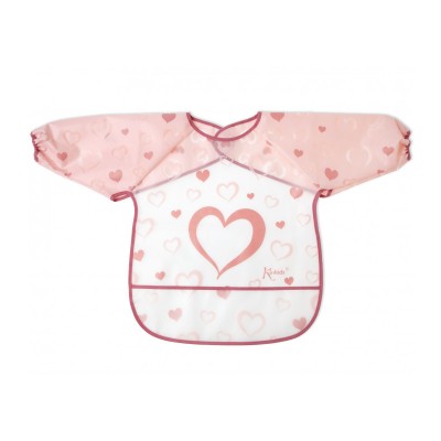 Σαλιάρα-Ποδιά Αδιάβροχη με Μανίκια ροζ, Kiokids