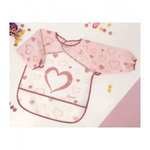 Σαλιάρα-Ποδιά Αδιάβροχη με Μανίκια ροζ, Kiokids Φαγητό