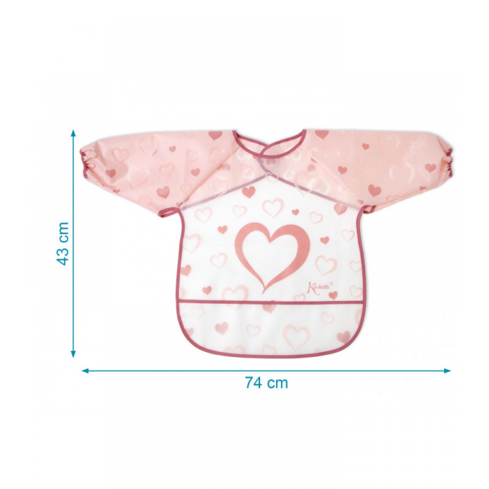 Σαλιάρα-Ποδιά Αδιάβροχη με Μανίκια ροζ, Kiokids Φαγητό