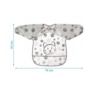 Σαλιάρα-Ποδιά Αδιάβροχη με Μανίκια γκρι, Kiokids Φαγητό