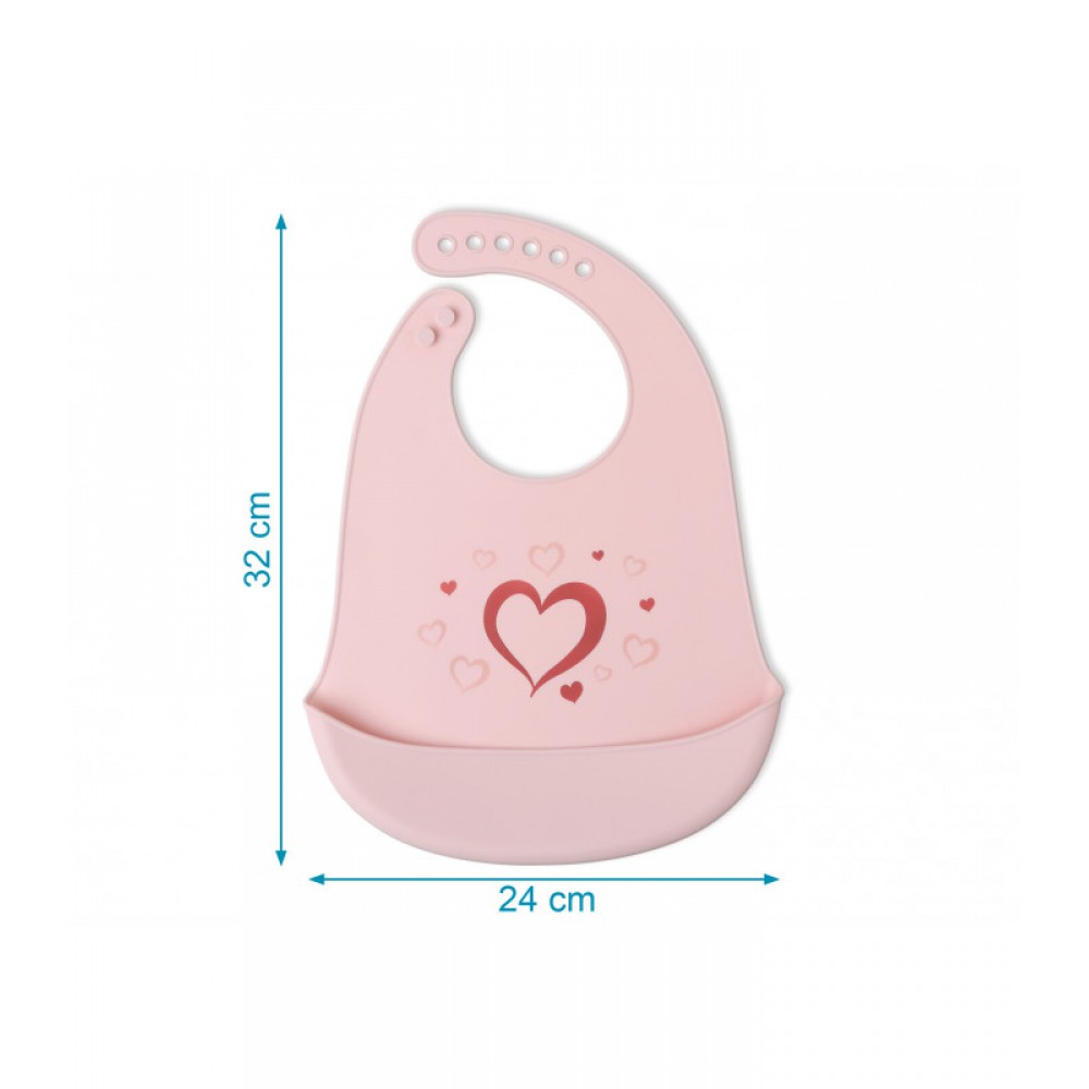 Σαλιάρα Σιλικόνης Ροζ Καρδιά, Kiokids Φαγητό