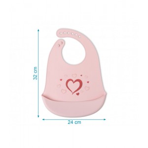 Σαλιάρα Σιλικόνης Ροζ Καρδιά, Kiokids Φαγητό