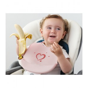 Σαλιάρα Σιλικόνης Ροζ Καρδιά, Kiokids Φαγητό