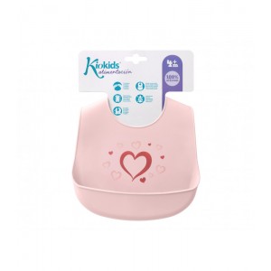 Σαλιάρα Σιλικόνης Ροζ Καρδιά, Kiokids Φαγητό