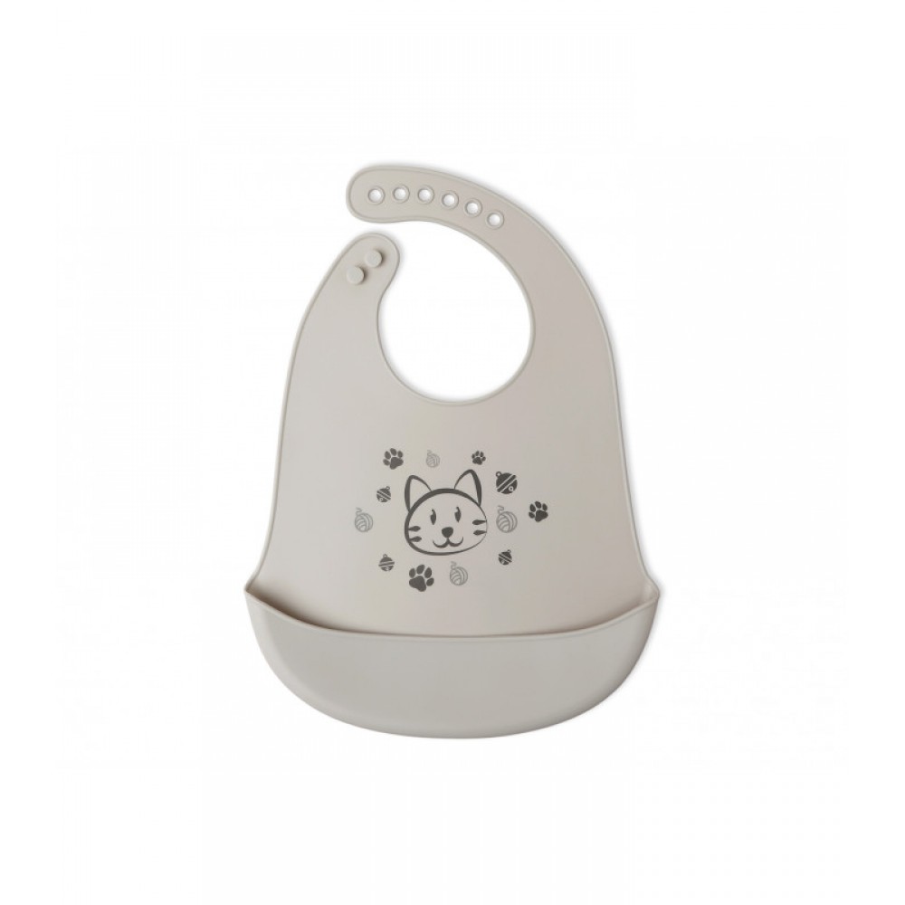 Σαλιάρα Σιλικόνης Γκρι Γατούλα, Kiokids Φαγητό