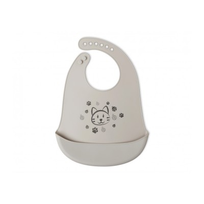 Σαλιάρα Σιλικόνης Γκρι Γατούλα, Kiokids