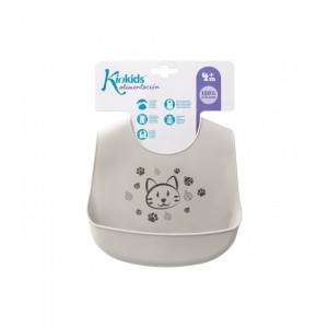 Σαλιάρα Σιλικόνης Γκρι Γατούλα, Kiokids Φαγητό