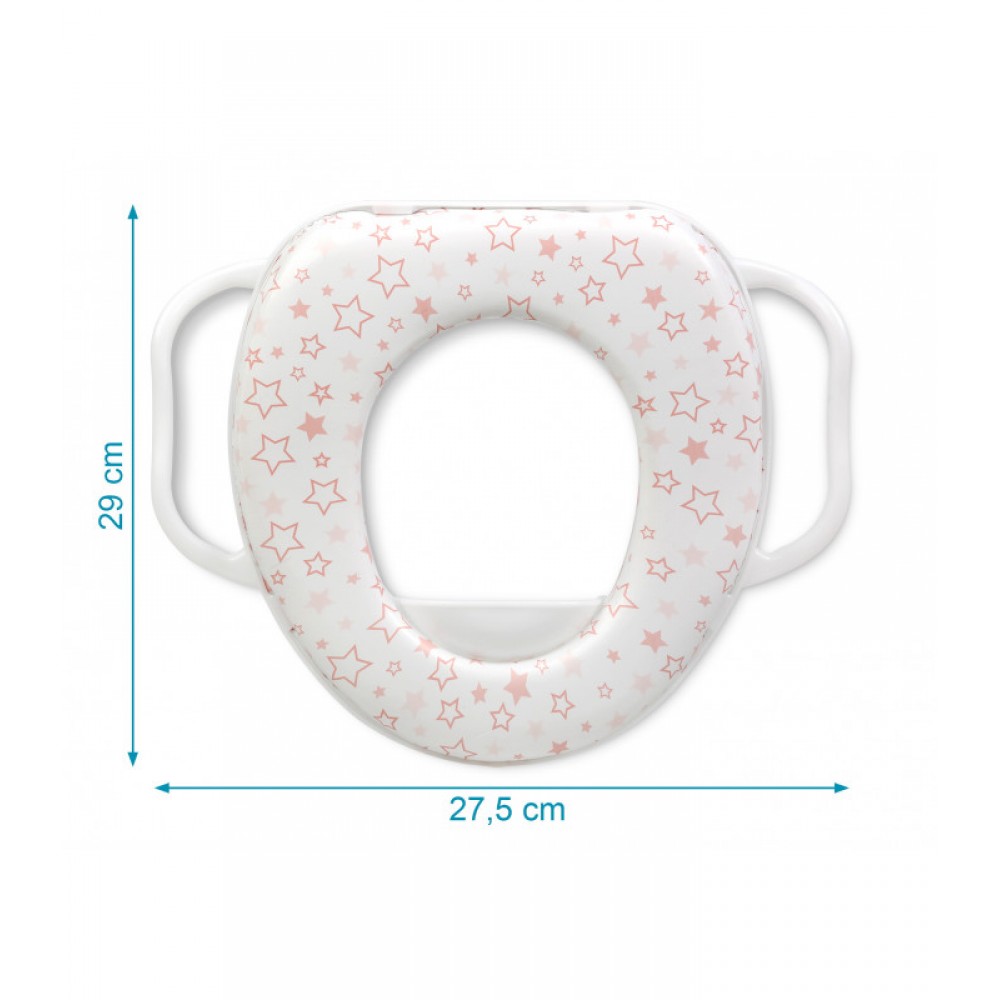 Βάση Λεκάνης Μαλακή με Χερούλια και Αστέρια Ροζ, Kiokids Αξεσουάρ