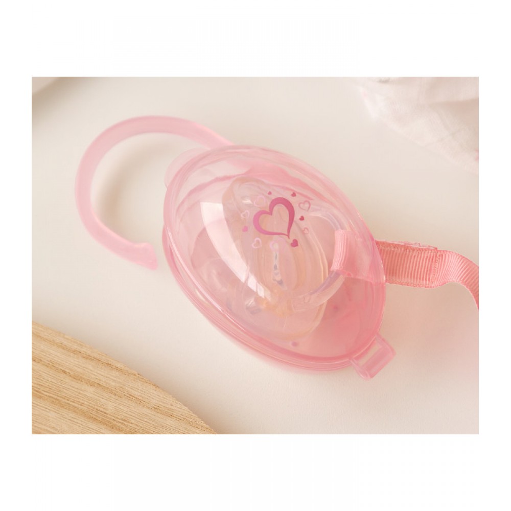 Θήκη Πιπίλας ροζ με σχέδιο καρδούλες, Kiokids Βρεφικά είδη