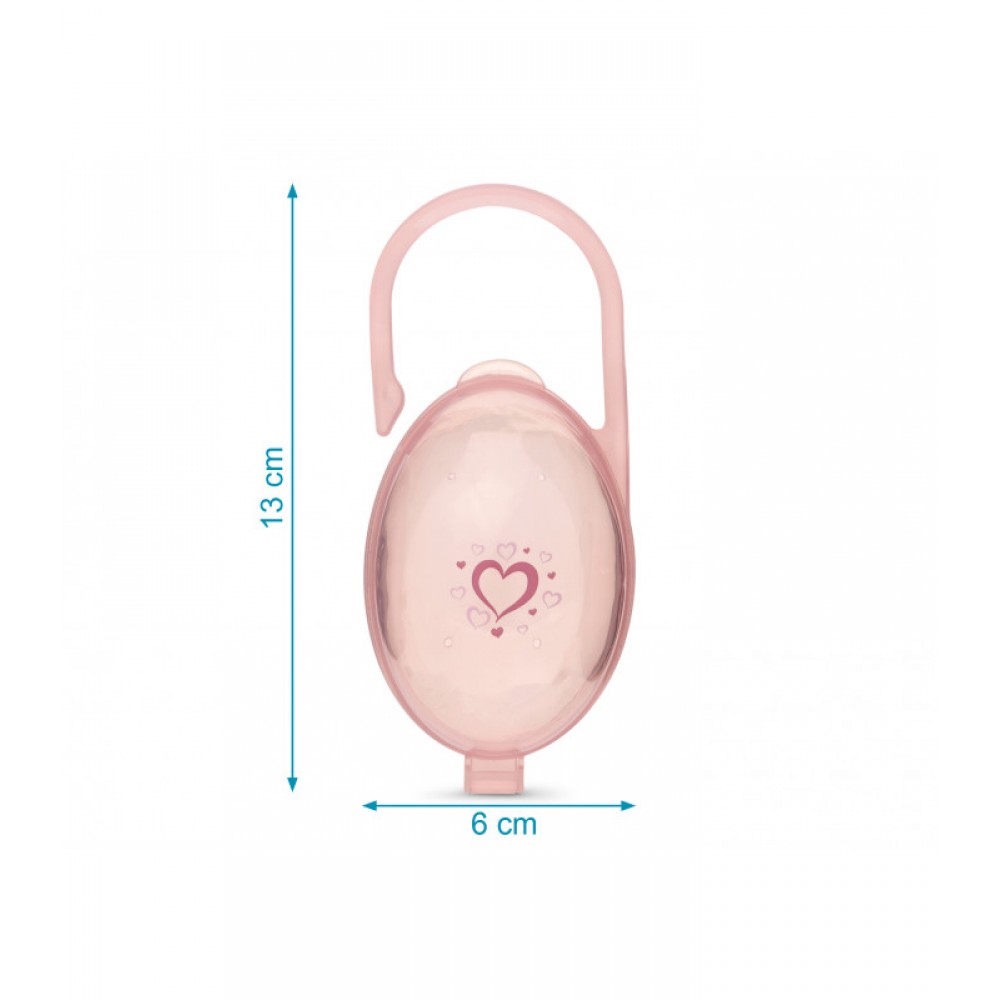 Θήκη Πιπίλας ροζ με σχέδιο καρδούλες, Kiokids Βρεφικά είδη