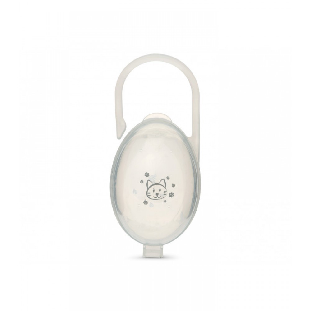 Θήκη Πιπίλας Γκρι με σχέδιο Γατούλα, Kiokids Βρεφικά είδη