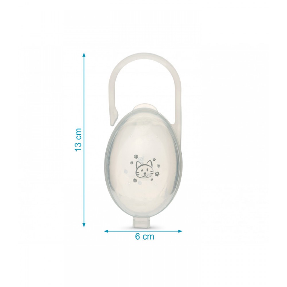 Θήκη Πιπίλας Γκρι με σχέδιο Γατούλα, Kiokids Βρεφικά είδη