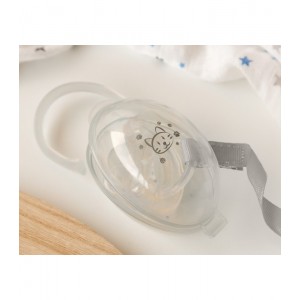 Θήκη Πιπίλας Γκρι με σχέδιο Γατούλα, Kiokids Βρεφικά είδη