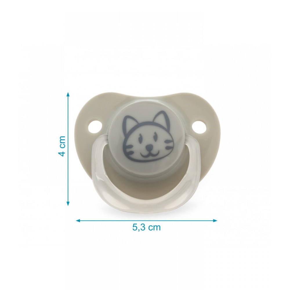 Σετ Πιπίλας Σιλικόνης 2 τμχ Cat & Moon Γκρι 6-18M , Kiokids Βρεφικά είδη