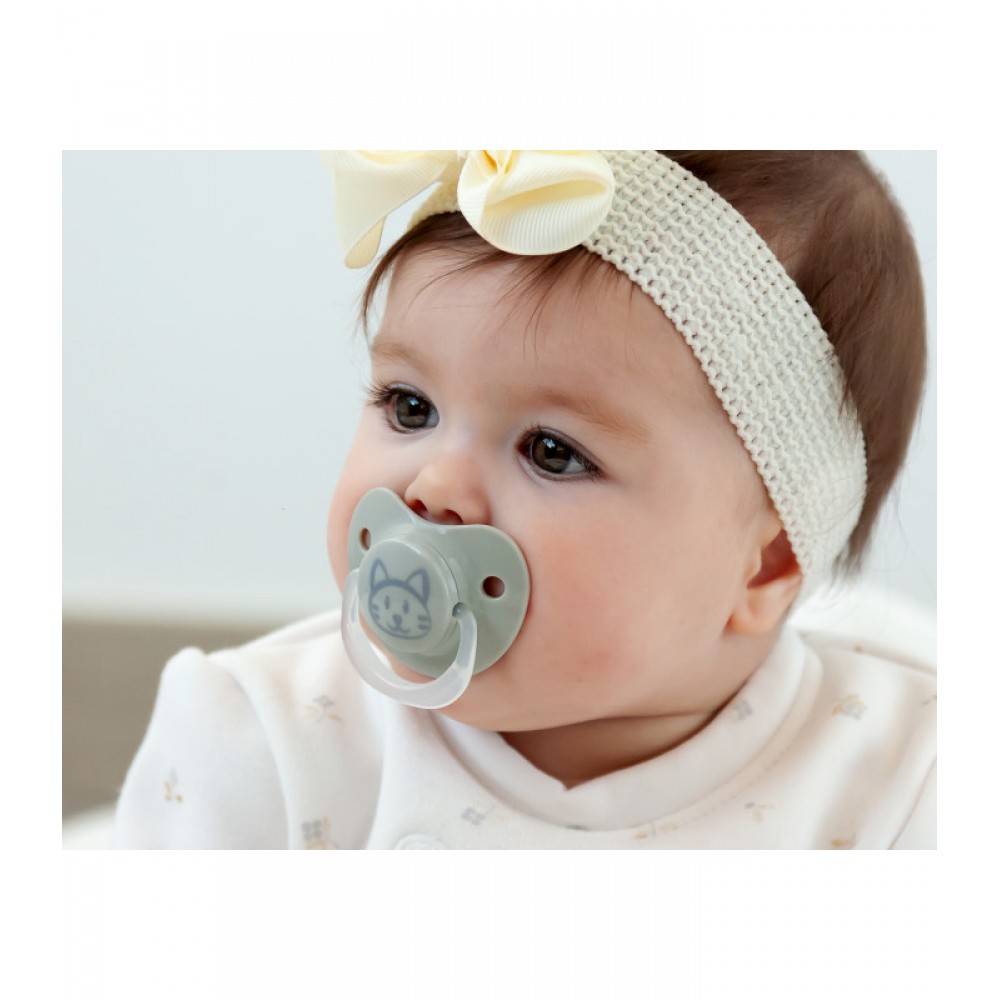 Σετ Πιπίλας Σιλικόνης 2 τμχ Cat & Moon Γκρι 6-18M , Kiokids Βρεφικά είδη