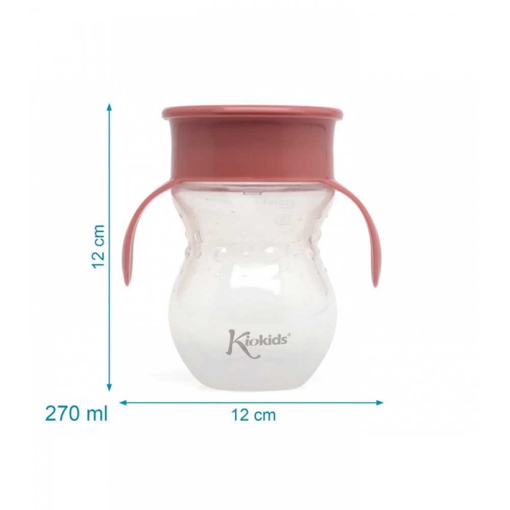 Ποτηράκι Εκπαιδευτικό 360 ροζ 270ml, Kiokids Φαγητό