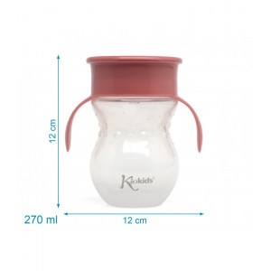 Ποτηράκι Εκπαιδευτικό 360 ροζ 270ml, Kiokids Φαγητό