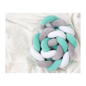 Προστατευτική Πάντα Πλεξούδα 150cm Γκρι με Μέντα, Kiokids Παιδικό δωμάτιο