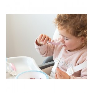 Εύκαμπτο Κουταλοπήρουνο Σιλικόνης Ροζ, Kiokids Φαγητό