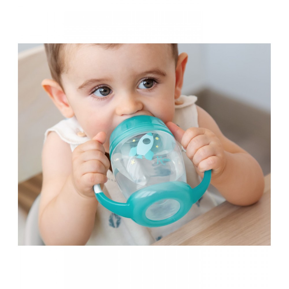 Ποτηράκι Εκπαιδευτικό Blue Space  που φωσφορίζει στο σκοτάδι, Kiokids Φαγητό