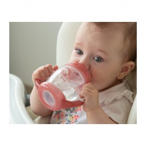 Ποτηράκι Εκπαιδευτικό Pink Rainbow που φωσφορίζει στο σκοτάδι, Kiokids Φαγητό