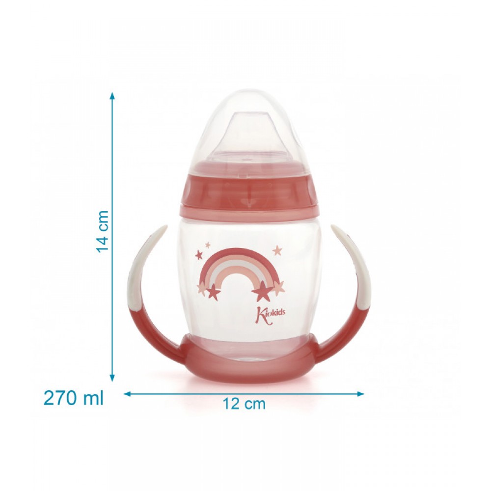 Ποτηράκι Εκπαιδευτικό Pink Rainbow που φωσφορίζει στο σκοτάδι, Kiokids Φαγητό