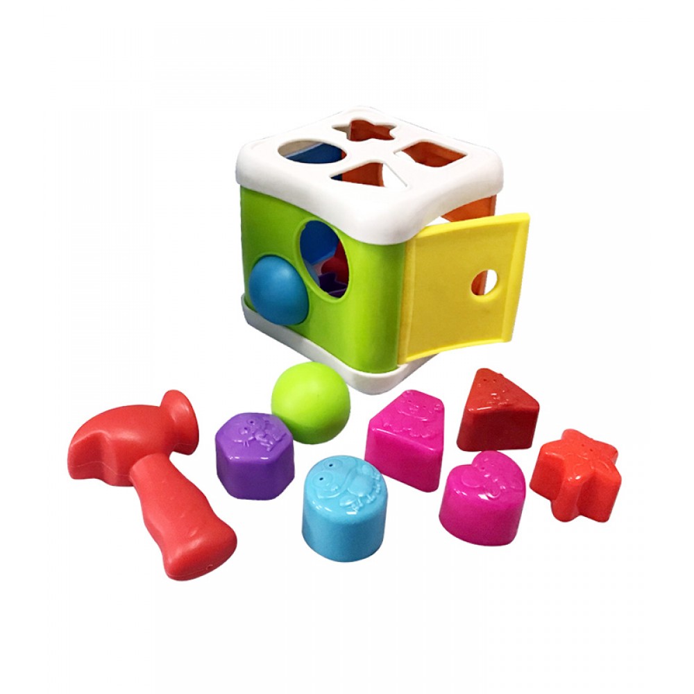 Κύβος 2 σε 1 με σχήματα και σφυρί, Kiokids Παιχνίδια