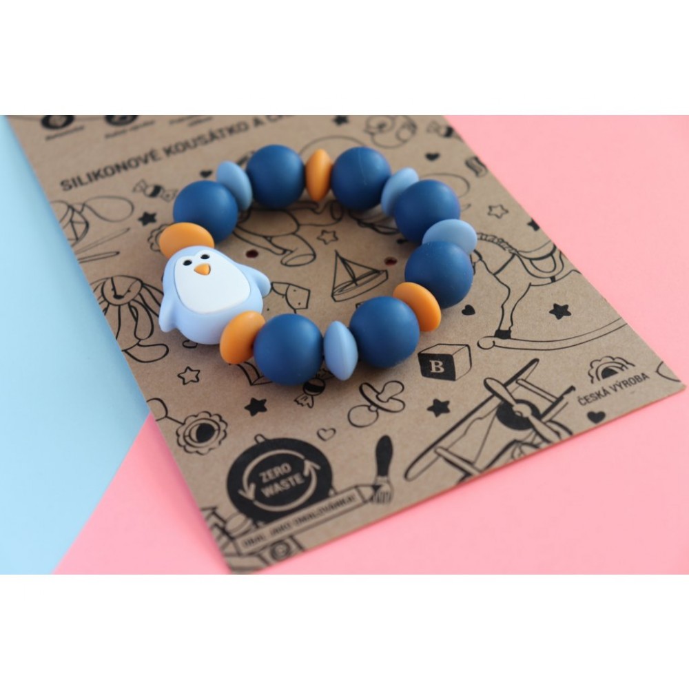 Μασητικό βραχιόλι οδοντοφυΐας μπλε Πιγκουίνος, Mimijo Βρεφικά είδη