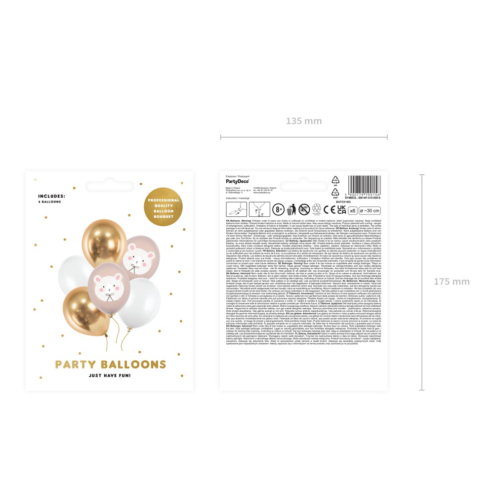 Μπαλόνια πολική αρκούδα 30cm (6τμχ.),PartyDeco Party Time