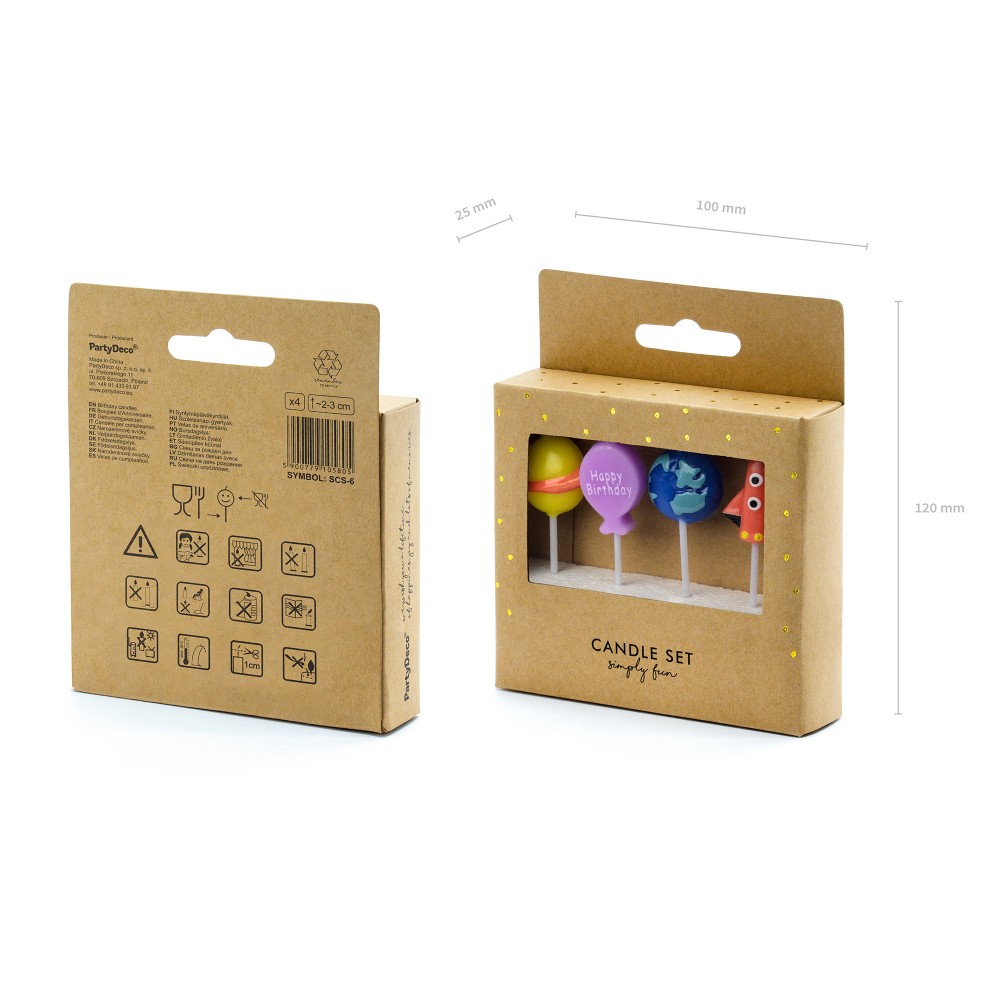 Κεράκια Γενεθλίων Διάστημα (4τεμ.),PartyDeco Party Time
