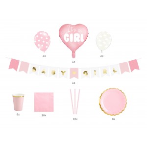 Σετ διακόσμησης για πάρτυ 49τμχ - It's a girl,PartyDeco Party Time